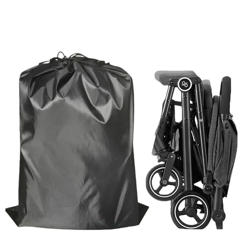 Folded Stroller Storage Bag with Drawstring Closure, Black Dust Cover in Three Sizes for Pushchair Packing, Home Storage and Family Trips