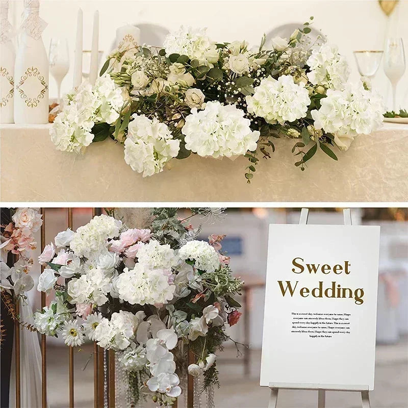 Artificial Hydrangea Flower Heads, 50-Piece Silk-Fabric Floral Set with Stem or Leaf Options for DIY Wedding Centerpieces, Baby Showers and Home Decor