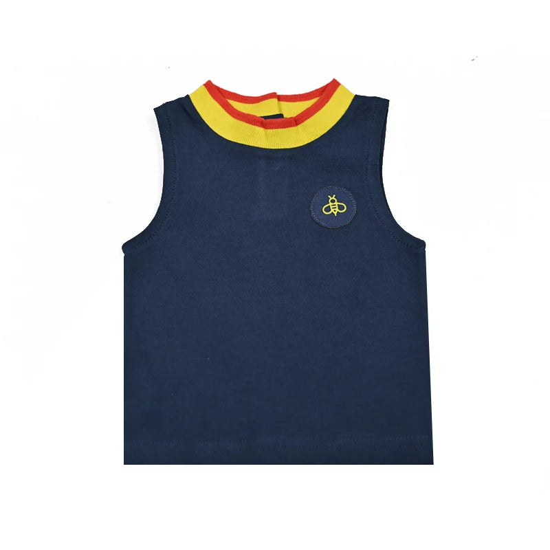 Striped Collar Kids Matching Outfits with Bee Motifs, Boys Shirts, Girls Dress and Top-Skirt Sets, Baby Top-and-Shorts Options for Sibling Photos