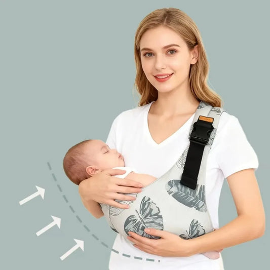 Adjustable Baby Carrying Sling with Crossbody Strap and Front and Rear Buckles, Cotton Carrying Aid for Parents and Caregivers on Outings