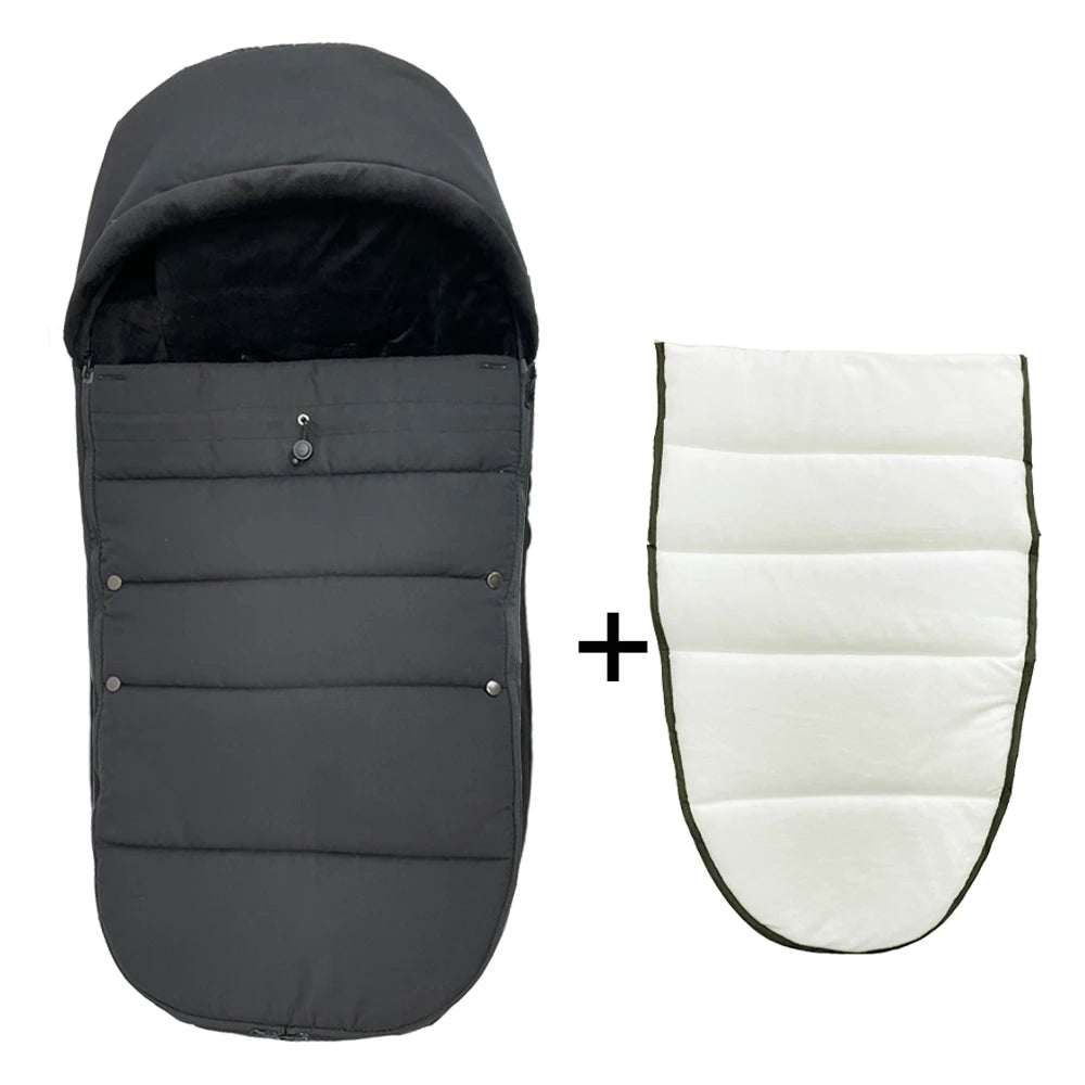 Fleece-Lined Stroller Footmuff for YOYO and Bugaboo, 90 x 45 cm Windproof Waterproof Cover with Storage Bag and Thickened Option