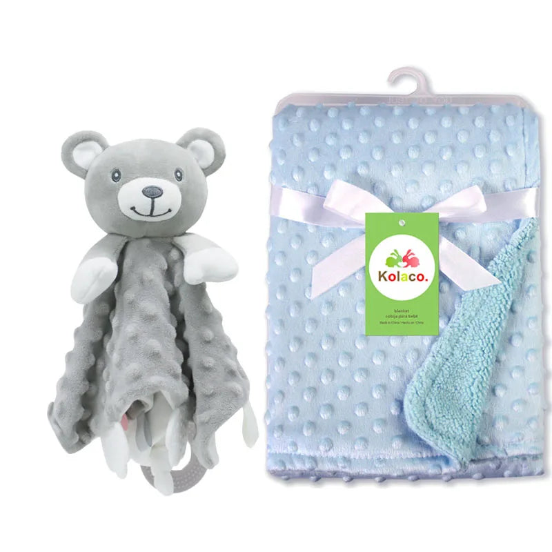 Personalized Minky Baby Blanket and Animal Lovey Options with Custom Name Embroidery, Textured Dot Keepsake for Boys and Girls and Baby Shower Gifts