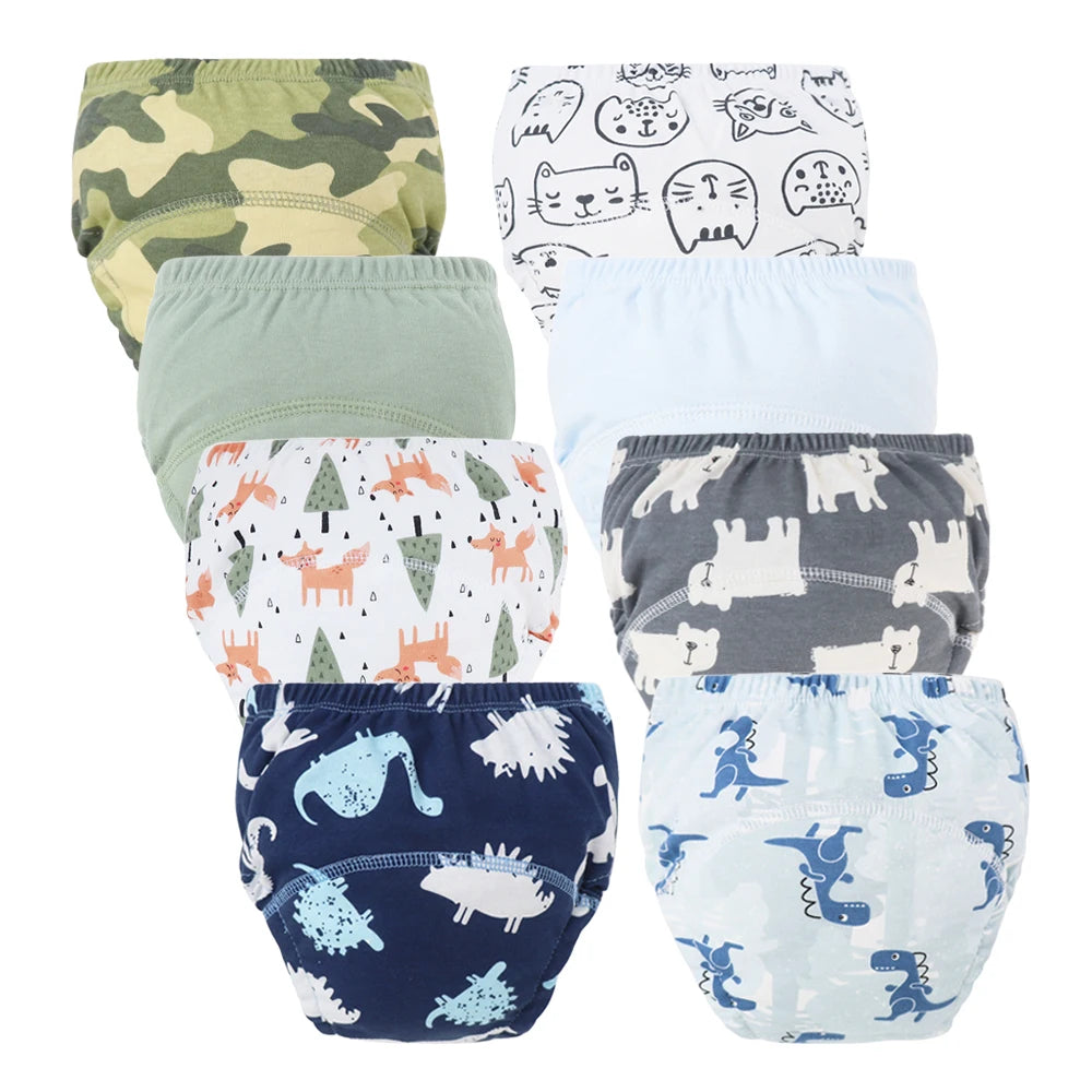 Washable Potty Training Pants Multipack, 4 or 8 Reusable Toddler Underwear Briefs with Printed Designs for Daytime Toilet Learning, Sizes S-XL