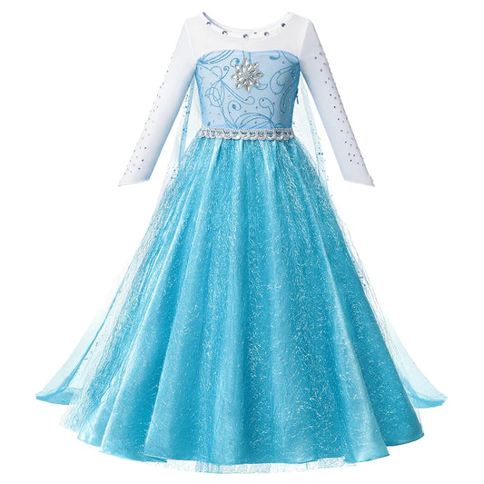 Snow Queen Costume Dress for Girls with Elsa and Anna Style Options, Princess Party Outfit for Halloween, Birthdays and Pretend Play Ages 2-10