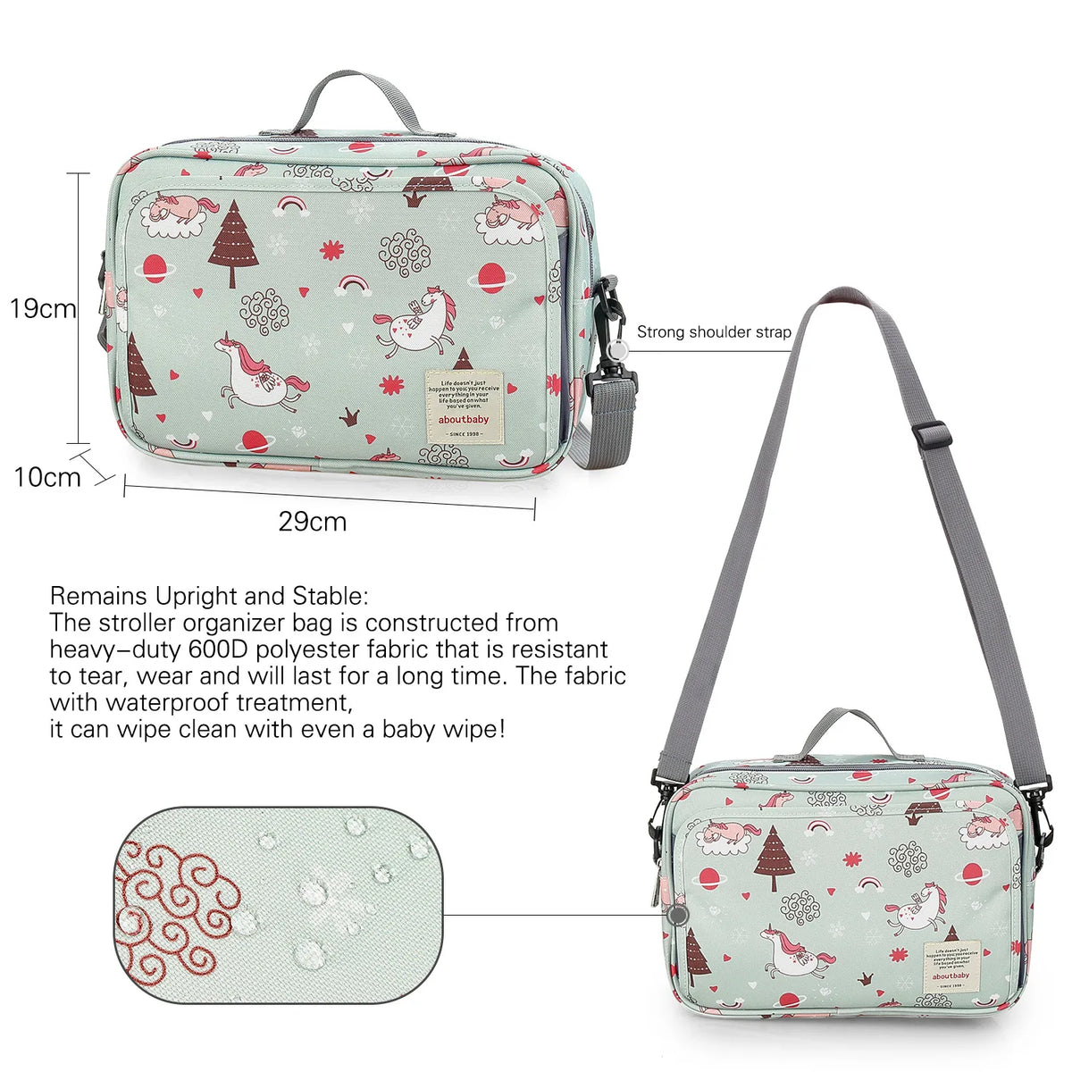 Baby Diaper Bag Wet Dry Storage Pouch with Printed Designs, Reusable Organizer for Diaper Changes, Baby Essentials and Everyday Outings