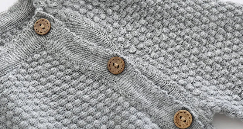 Baby Cotton Knit Sweater Set with Side Buttons and Matching Pants, Textured Two-Piece Outfit for Boys and Girls, Newborn to Toddler Sizes