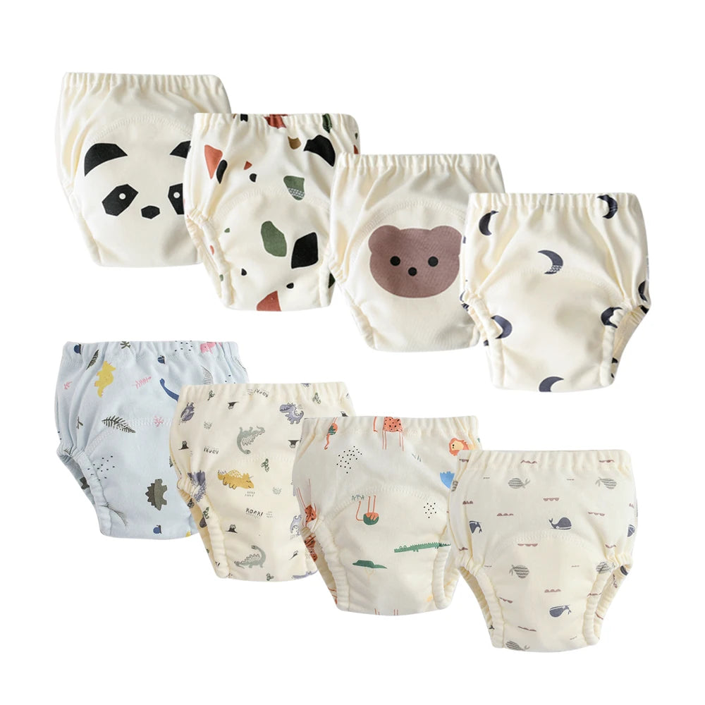 Washable Potty Training Pants Multipack, 4 or 8 Reusable Toddler Underwear Briefs with Printed Designs for Daytime Toilet Learning, Sizes S-XL