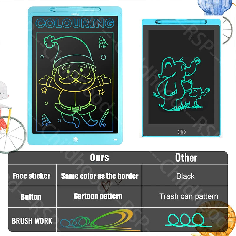 LCD Writing Tablet for Kids, 16-Inch Multicolor Erasable Drawing Board with Lock Switch, Stylus and Lanyard for Learning and Gifts
