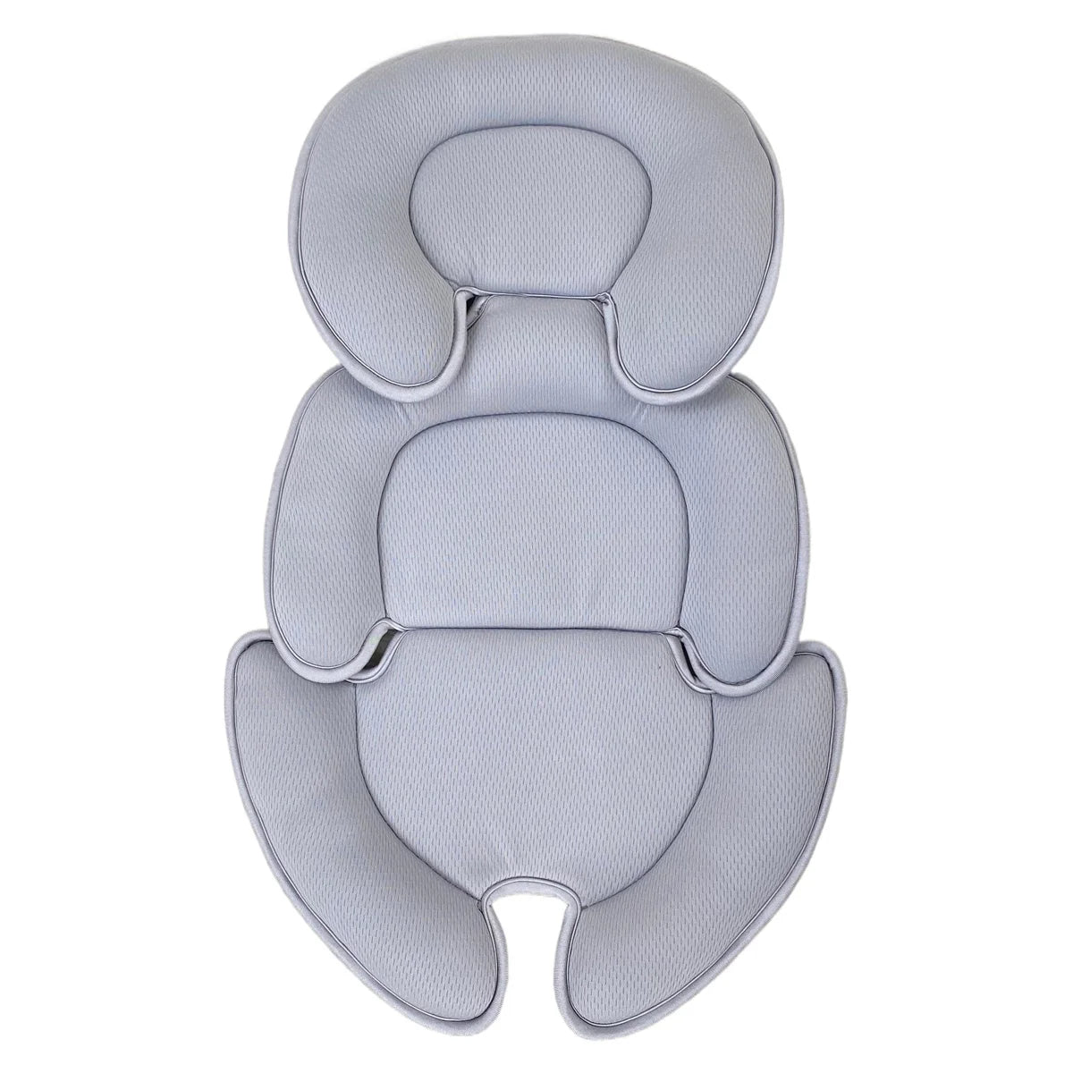 Contoured Baby Stroller Seat Cushion with Padded Head and Body Sections, Polyester-Filled Washable Seat Insert in Black or Gray