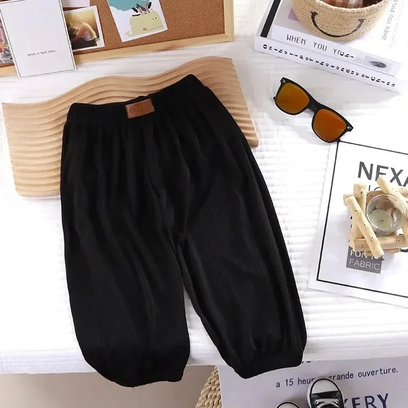 Kids Pleated Harem Pants for Boys and Girls, Loose Summer Trousers with Elastic Waist and Cuffed Ankles, Casual Everyday Play Outfits