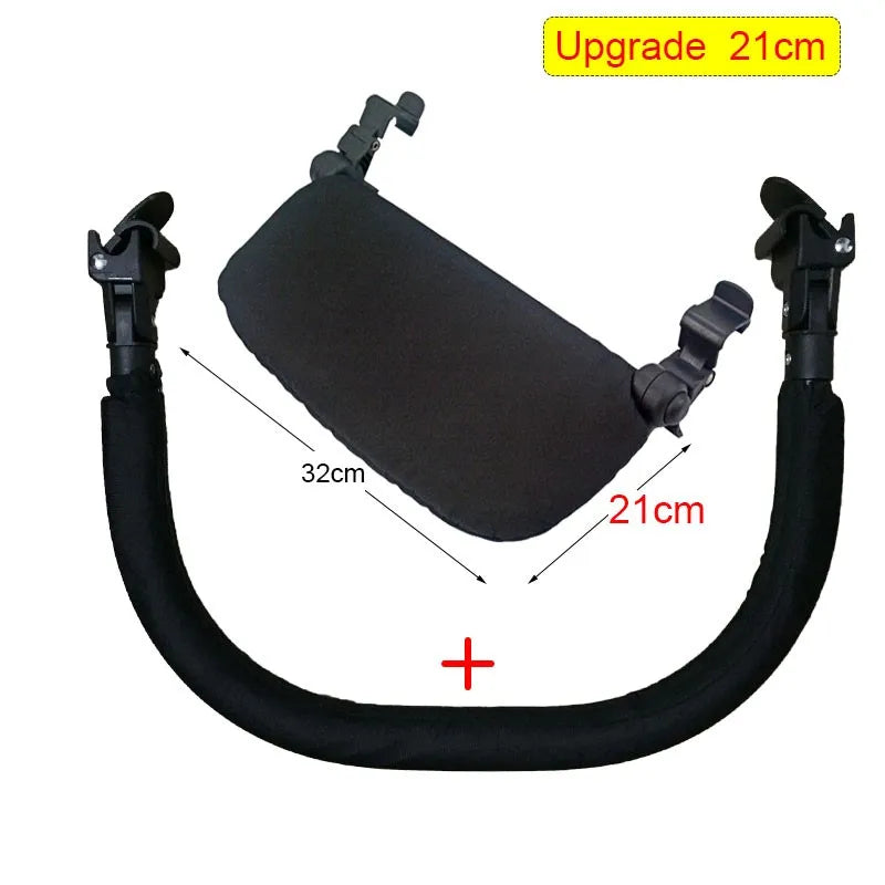 Stroller Footrest and Armrest Accessory Options, 16 cm or 21 cm Oxford Cloth Footboard with Optional Bumper Bar for Compatible Pushchair Frames