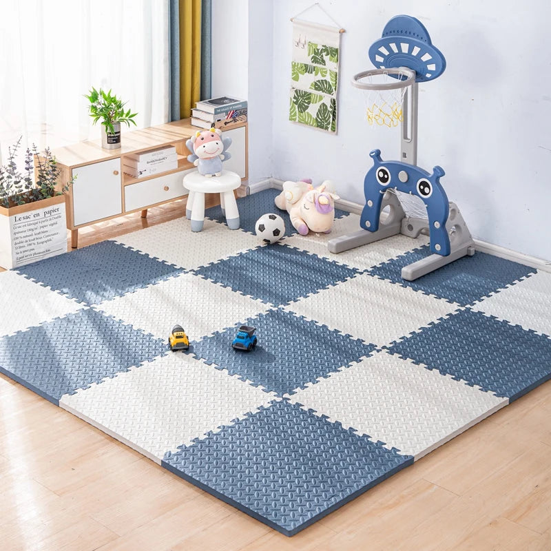 Interlocking Foam Play Mat Tiles for Kids, 1 cm Thick Textured Puzzle Floor Padding in 4, 8, 16 or 20 Pieces for Indoor Playrooms