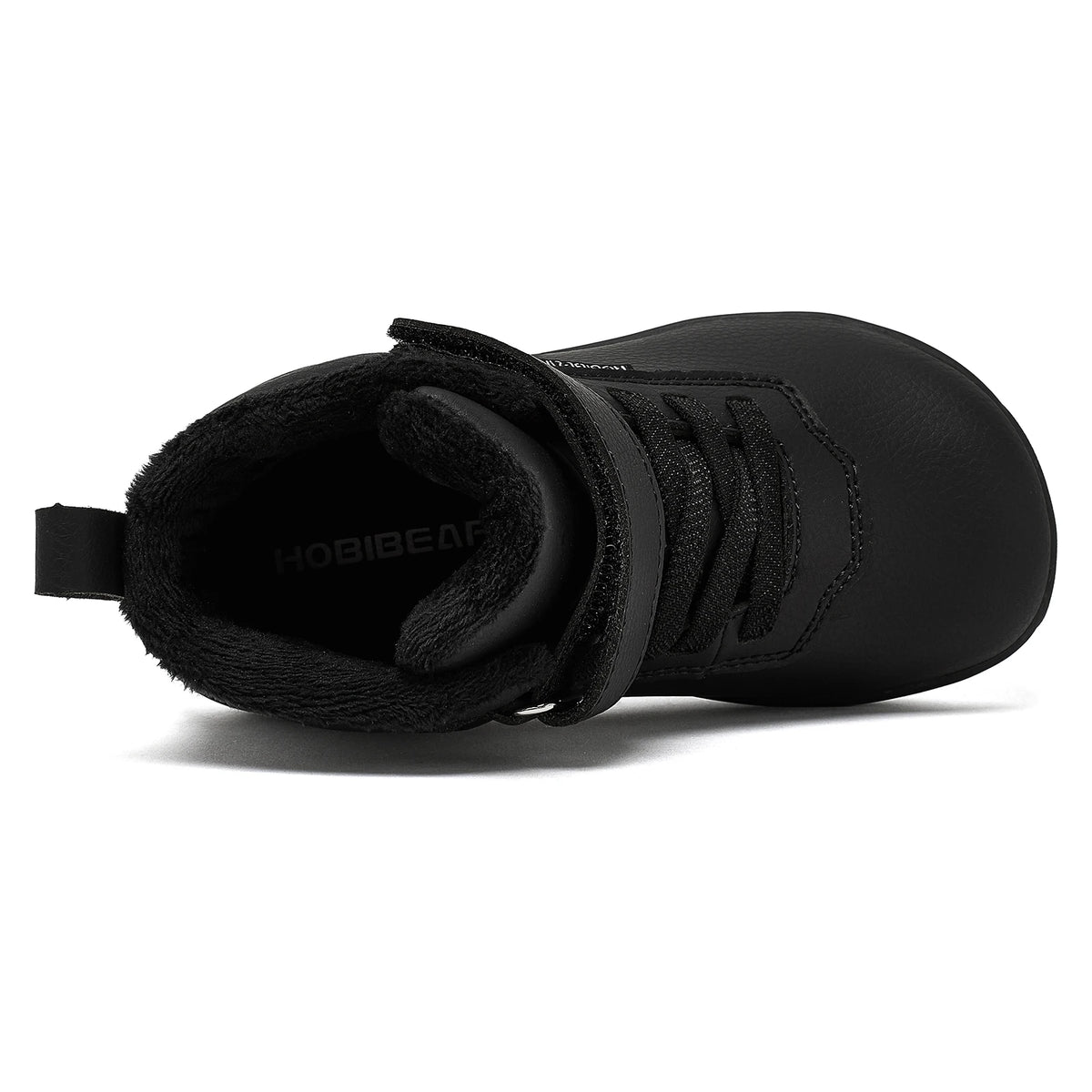Winter Barefoot High-Top Shoes for Kids by HOBIBEAR, Wide Toe Box, Faux Fur Lining, Zero-Drop Rubber Sole and Adjustable Hook-and-Loop Strap