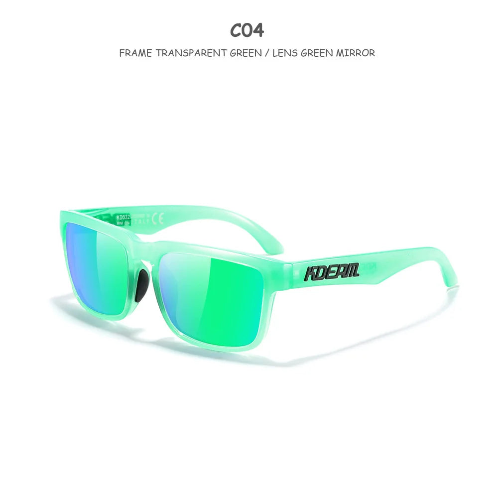 Kids Square Polarized Sunglasses by KDEAM, Lightweight TR90 Frames with Silicone Nose Pads for Boys and Girls Outdoor Play and Travel