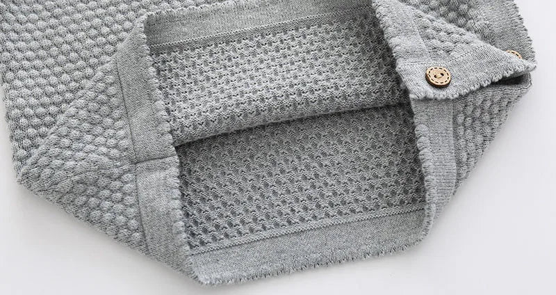 Baby Cotton Knit Sweater Set with Side Buttons and Matching Pants, Textured Two-Piece Outfit for Boys and Girls, Newborn to Toddler Sizes