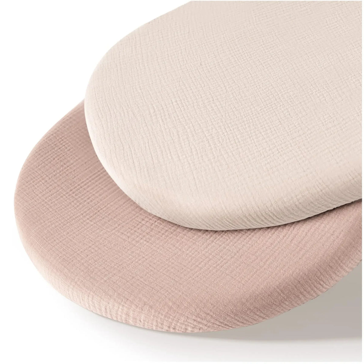 Cotton Bassinet Mattress Covers 2-Pack, Removable Washable Cradle Fitted Sheets with Textured Fabric for Compatible Nursery Mattresses