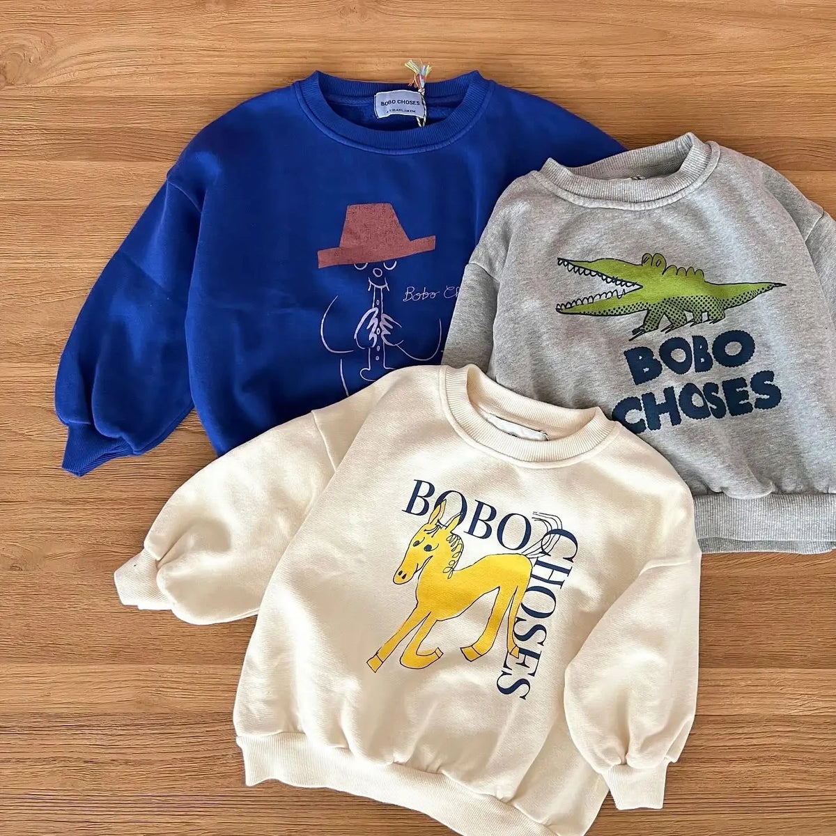 Kids Crewneck Sweatshirt with Animal, Flower and Letter Graphic Options, Long Sleeve Unisex Pullover for Boys and Girls Everyday Seasonal Layering