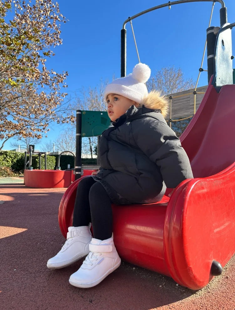 Winter Barefoot High-Top Shoes for Kids by HOBIBEAR, Wide Toe Box, Faux Fur Lining, Zero-Drop Rubber Sole and Adjustable Hook-and-Loop Strap