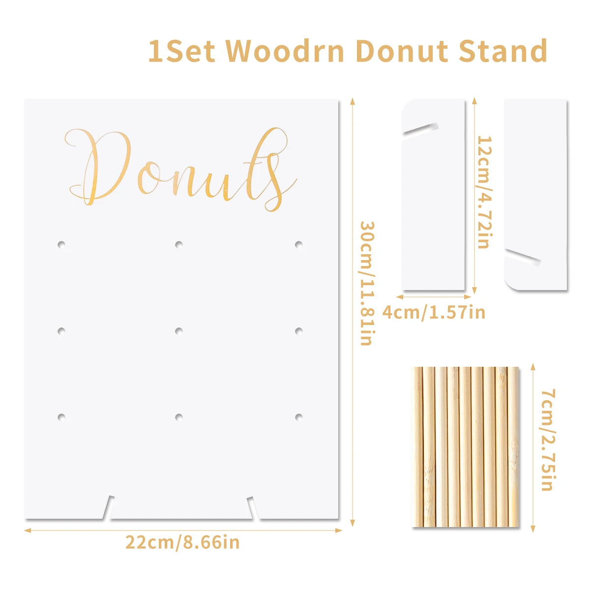 Donut Display Stand for Baby Shower Dessert Tables, Wooden Doughnut Holder for Wedding Receptions and Birthday Party Decorations