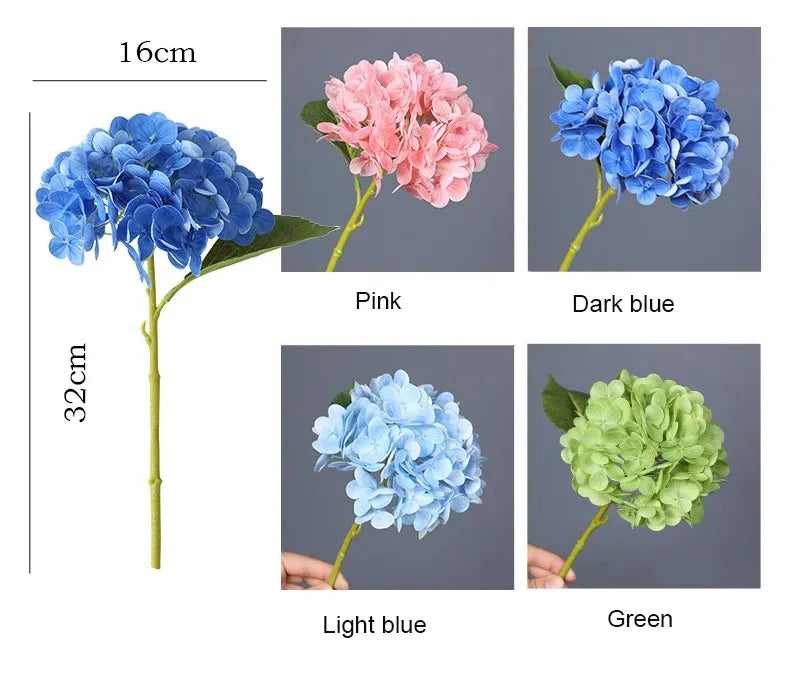 Real Touch Artificial Hydrangea Flowers, 10-Piece Latex Film Floral Set for Bridal Bouquets, Wedding Centerpieces and Home Decor
