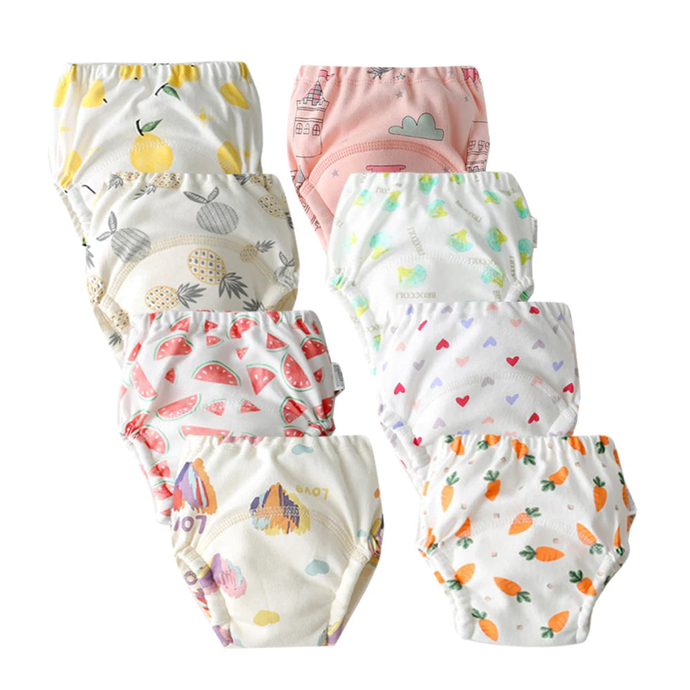 Washable Potty Training Pants Multipack, 4 or 8 Reusable Toddler Underwear Briefs with Printed Designs for Daytime Toilet Learning, Sizes S-XL