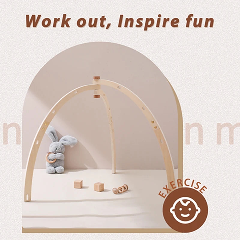 Baby Gym Hanging Toys in Wood and Cotton with Animal, Star and Moon Pendant Designs, Individual or Set Options for Supervised Play