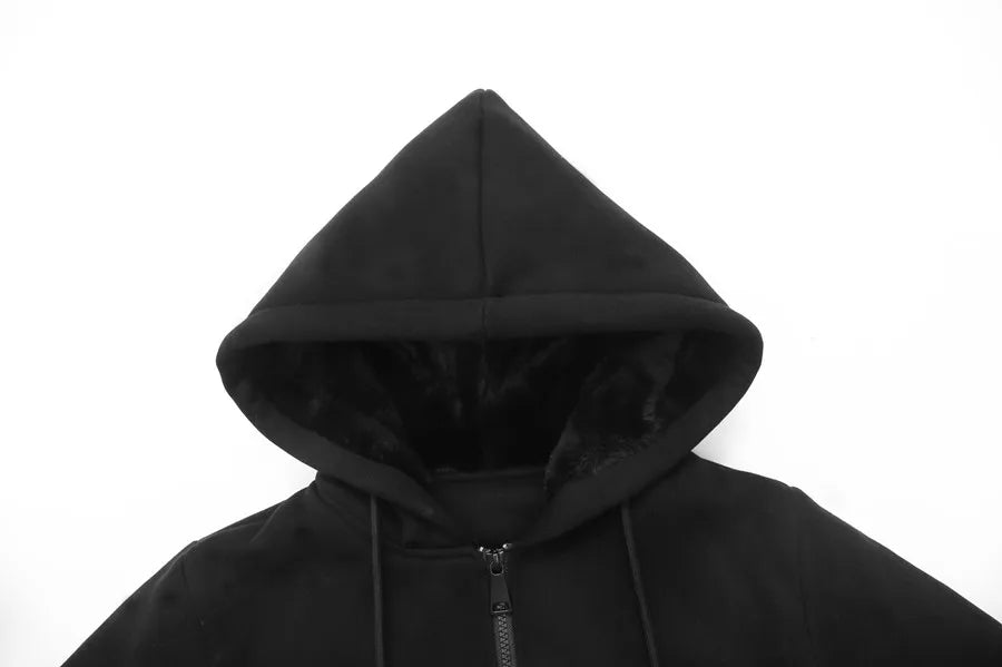 Kids Lined Zip-Up Hoodie with Plush-Textured Interior, Hood and Front Pockets, Boys and Girls Fall Winter Jacket for Everyday Layering