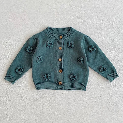 Baby Girl Knit Cardigan Sweaters with Long Sleeves, Korean-Style Infant and Toddler Layering Coats in Multiple Designs, Sizes 3M to 3T