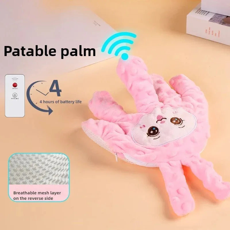 Hand-Shaped Remote Control Plush Toy with Animal Face, Rechargeable Inner Core, Adjustable Settings and Charging Cable for Adult-Operated Use