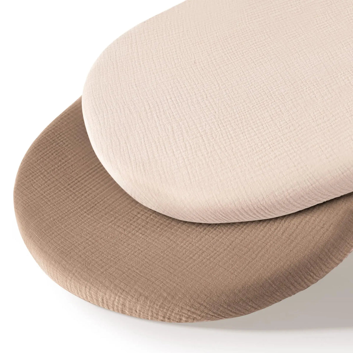 Cotton Bassinet Mattress Covers 2-Pack, Removable Washable Cradle Fitted Sheets with Textured Fabric for Compatible Nursery Mattresses