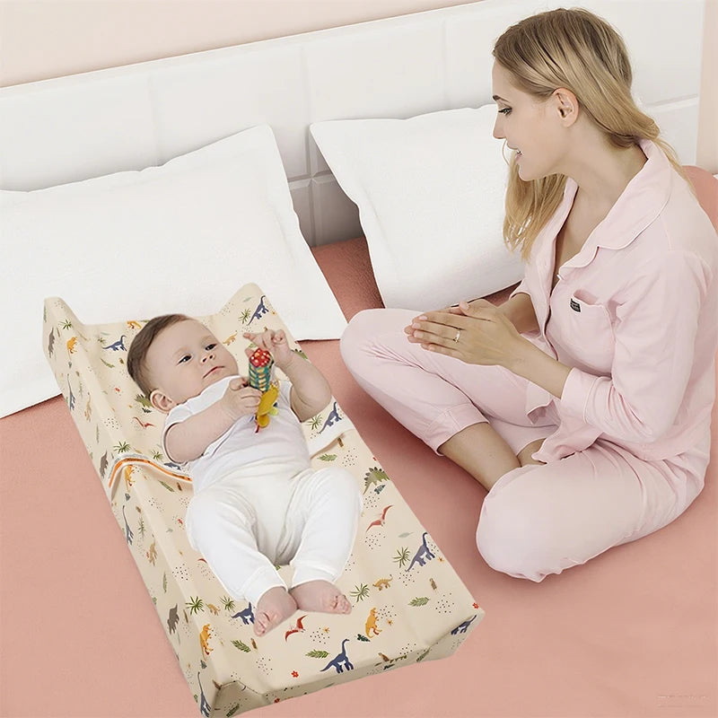 Diaper Changing Pad with Printed or Solid Color Designs, Contoured Sides and Buckle Strap, Wipeable Baby Mat for Dresser and Changing Table Care