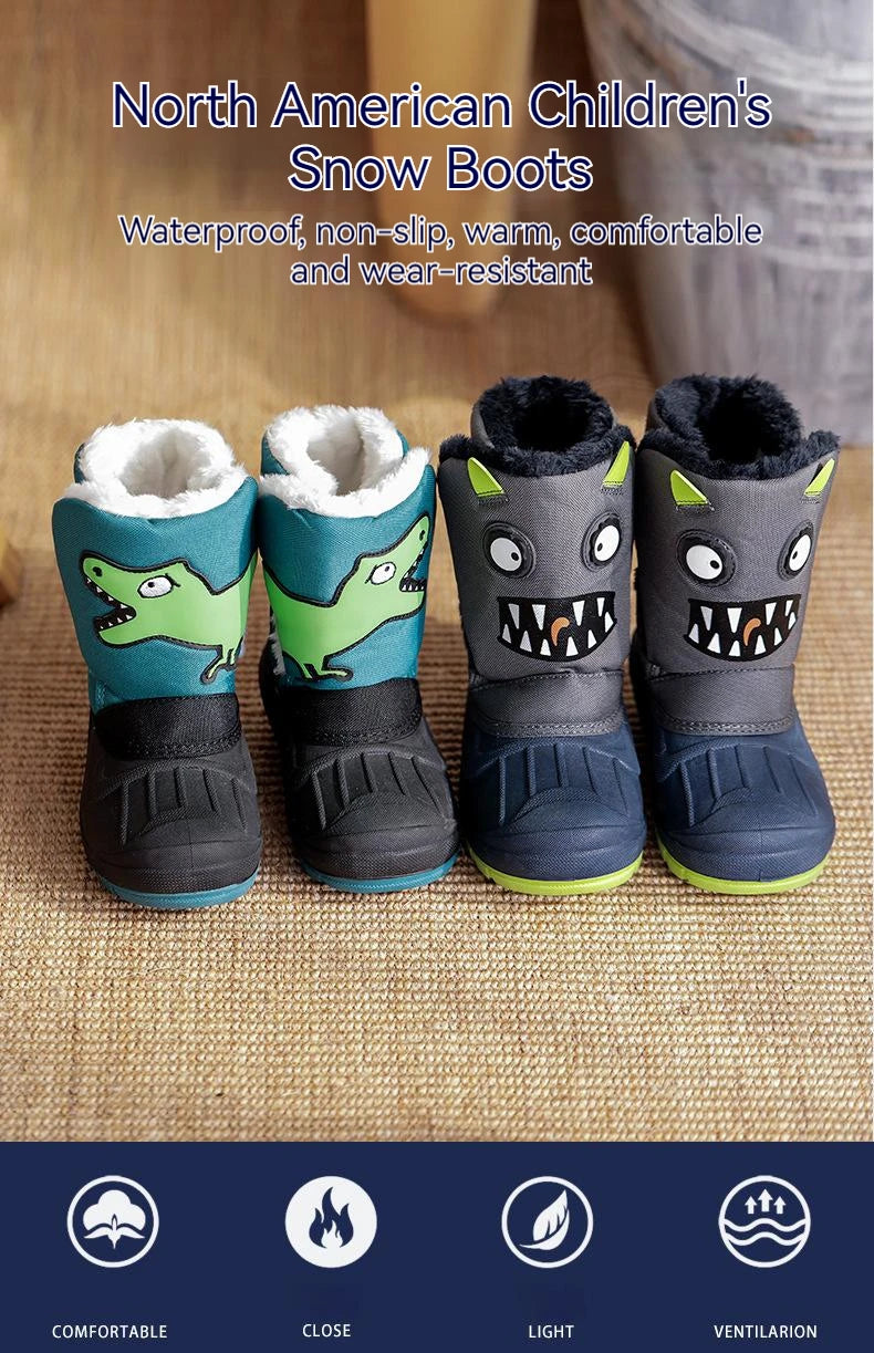 Kids Unicorn Winter Boots with Plush Trim, Gold-Tone Horn and Ear Details, Pink and White Fantasy-Themed Cold-Weather Footwear for Girls