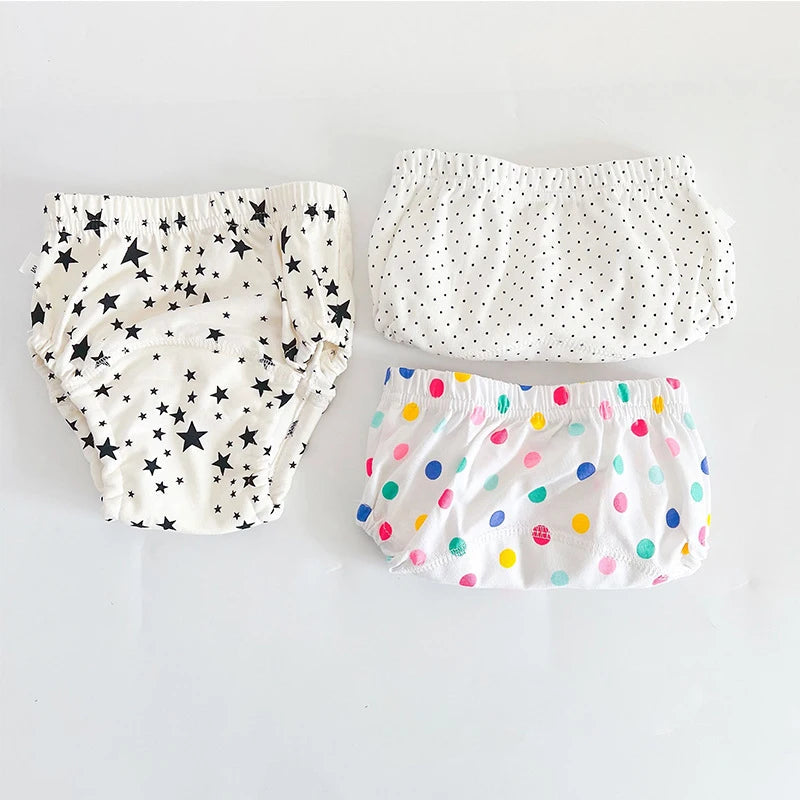 Toddler Potty Training Pants 3-Pack, 6-Layer Washable Cotton Learning Underwear with Elastic Waist and TPU Layer in 8–18 kg Size Options