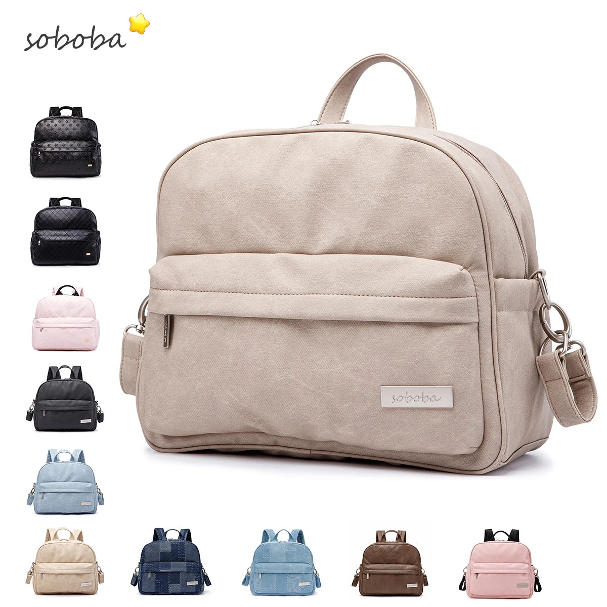 Diaper Backpack for Quick Outings, Lightweight Baby Changing Bag with Front Zip Pocket and Top Handle for Newborn Essentials