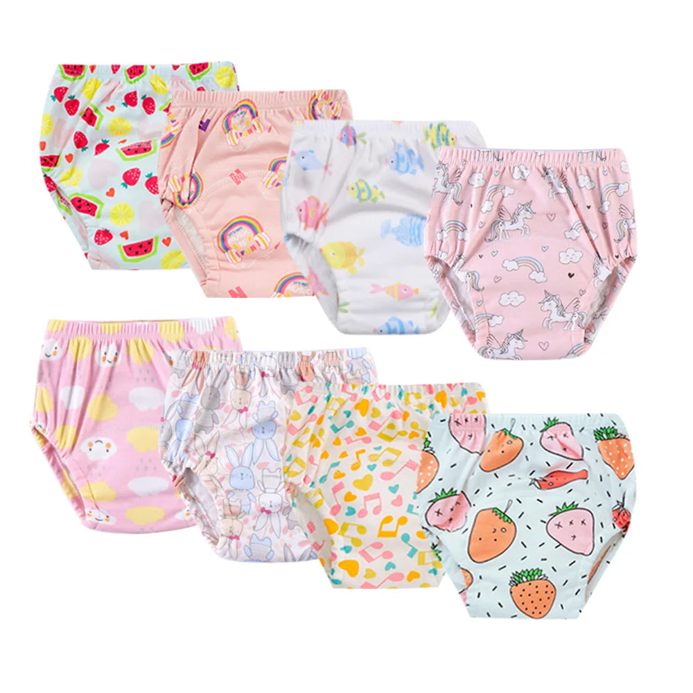 Washable Potty Training Pants Multipack, 4 or 8 Reusable Toddler Underwear Briefs with Printed Designs for Daytime Toilet Learning, Sizes S-XL