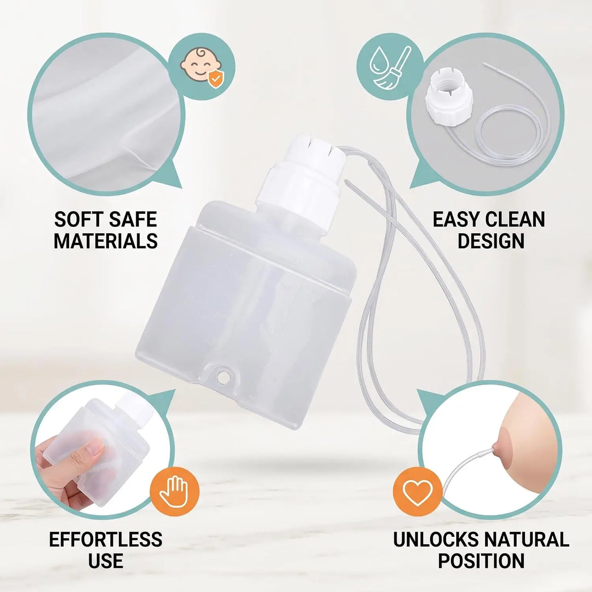 Supplemental Nursing System with Milk Collection Bottle and Feeding Tube, Polypropylene Breastfeeding Aid Kit for Assisted Feeding Routines