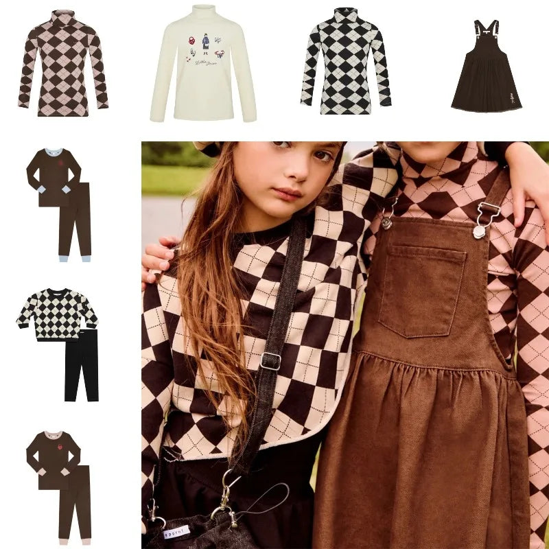 Kids Argyle and Embroidered Outfits with Long-Sleeve Tops, Sweatshirt and Pants Set Options for Toddler and Child Casual Looks, Sizes 18M–12Y