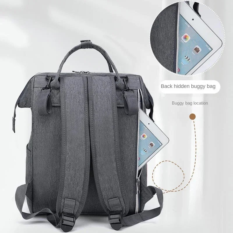 Diaper Backpack with Front Bottle Organizer and Carry Handles, Zippered Baby Essentials Bag in Five Colors for Parents and Everyday Outings