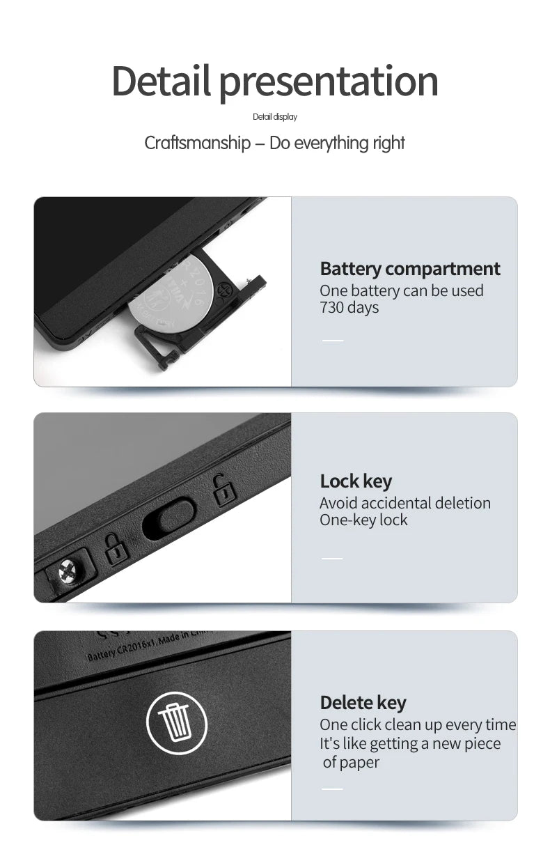 Pocket LCD Writing Pad, 6.5-Inch Full-Screen Fine-Line Tablet with Magnetic Stylus for Meeting Notes, Quick Sketches and Handwriting Practice