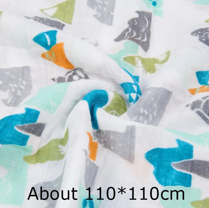 Printed Cotton Muslin Receiving Blanket for Babies with Space, Animal and Floral Designs, Approx. 120 x 120 cm Square Wrap with Smaller Mountain Option