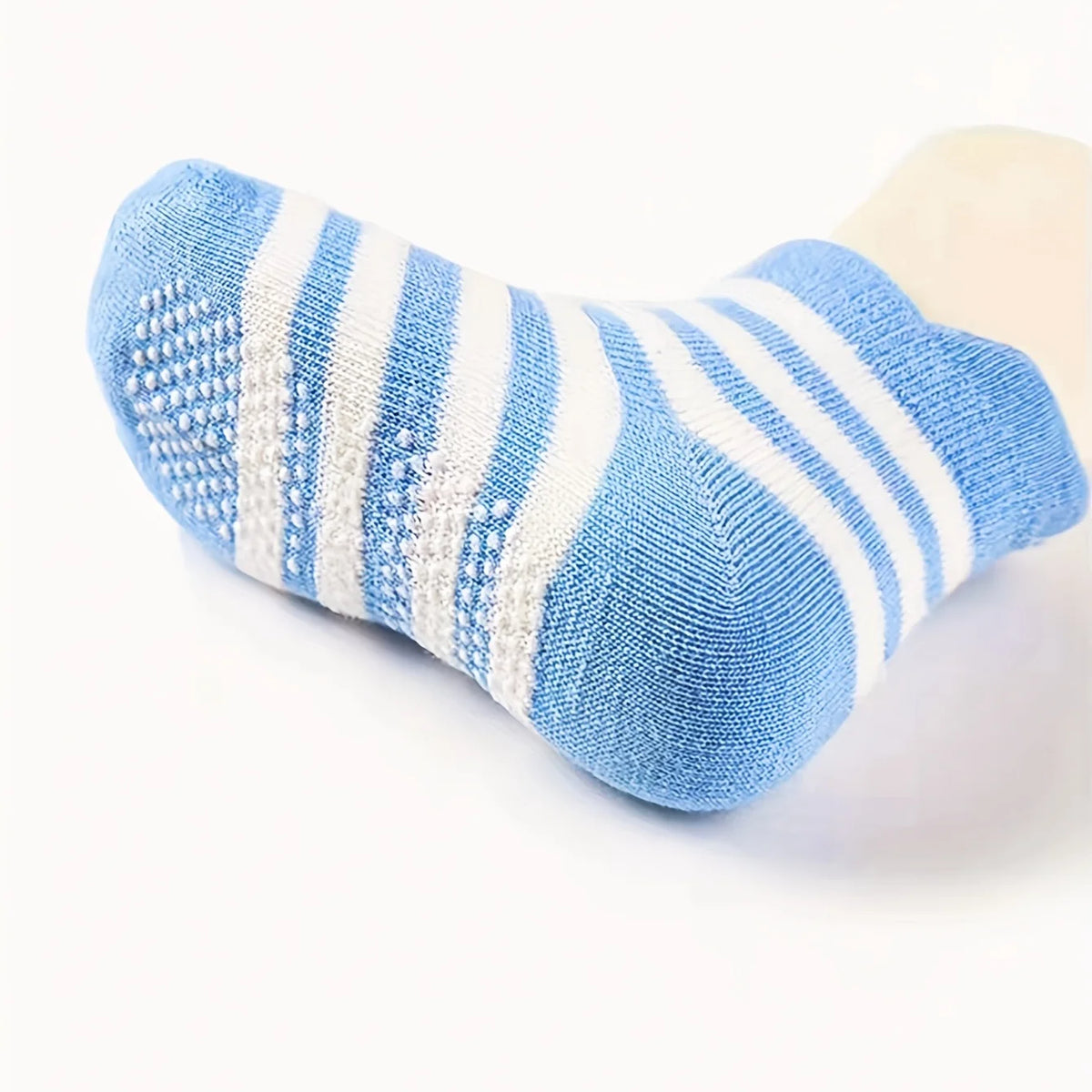 Toddler Grip Socks 6-Pair Set for Babies and Kids, Breathable Polyester Non-Slip Floor Socks in Solid and Striped Styles for Everyday Wear