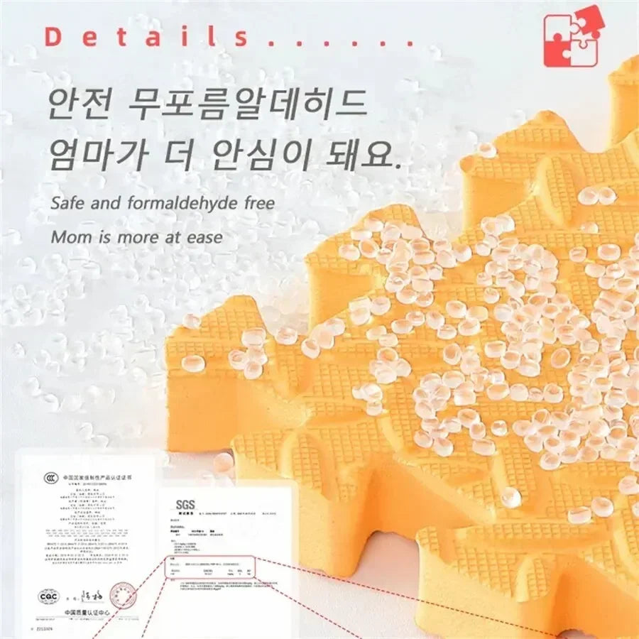 Textured Baby Puzzle Floor Mat, 8 Solid-Color Interlocking 30 x 30 cm Tiles with 2.5 cm Thickness for Supervised Nursery and Playroom Activities