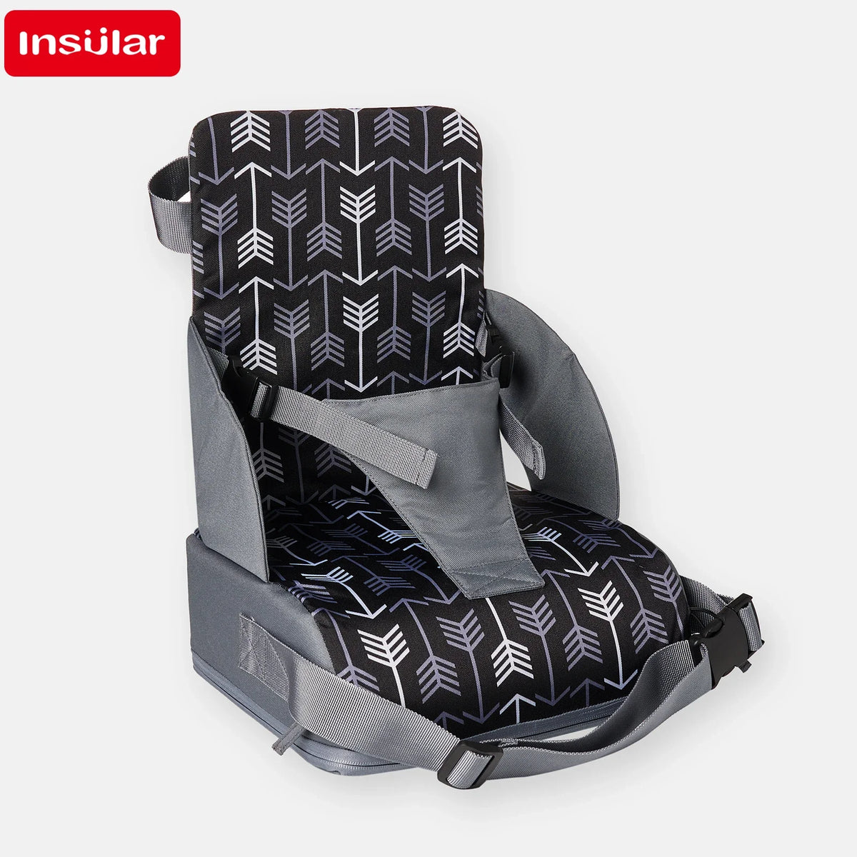 Portable Dining Booster Cushion by INSULAR, Foldable Toddler Chair Seat Pad with Backrest and Buckle Straps for Supervised Home and Away Meals