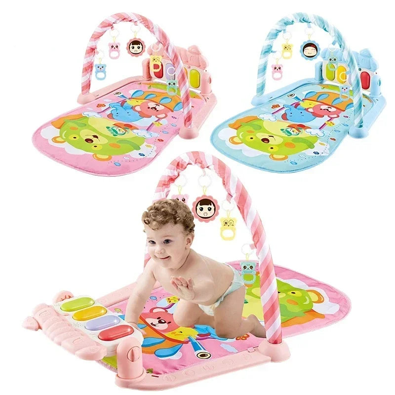 Baby Kick Piano Play Mat with Hanging Animal Toys and Illustrated Activity Surface, Multiple Model Designs for Supervised Tummy Time and Reaching