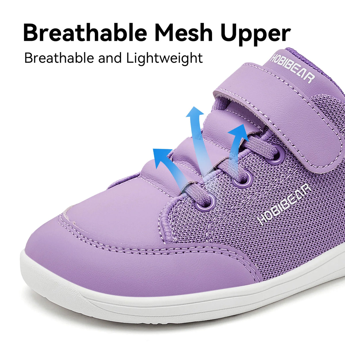 Kids Colorblock Barefoot Sneakers by HOBIBEAR with Breathable Mesh, Wide Toe Box, Zero-Drop Design and Easy Strap for Everyday Walking