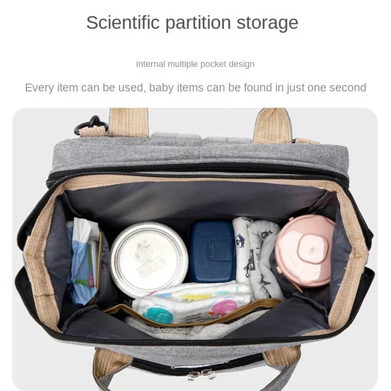 Diaper Bag Backpack with Fold-Out Changing Station, Large Capacity Baby Essentials Organizer with Bottle Pockets and Changing Mat for Parents