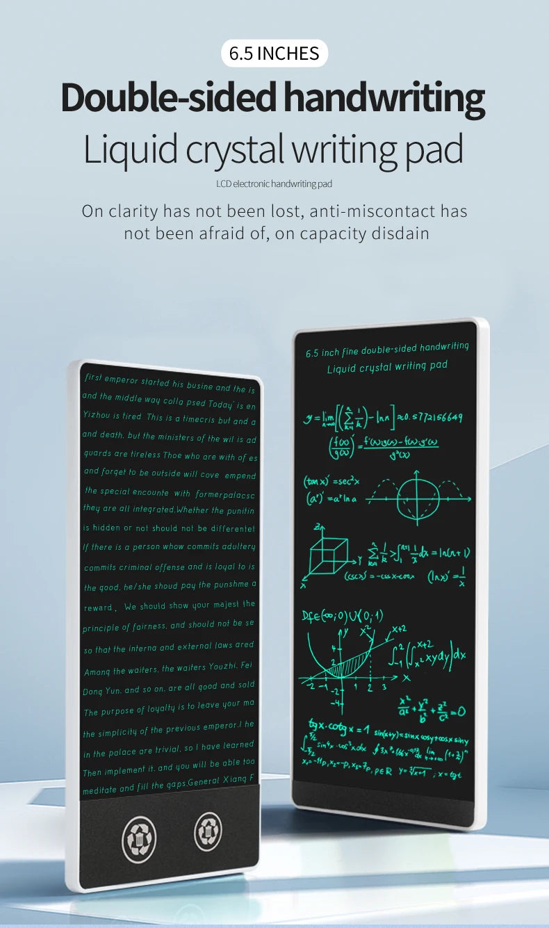 Compact LCD Writing Tablet, 6.5-Inch Fine Handwriting Sketch Pad with Single or Double-Sided Options and Magnetic Stylus for Notes and Drawing