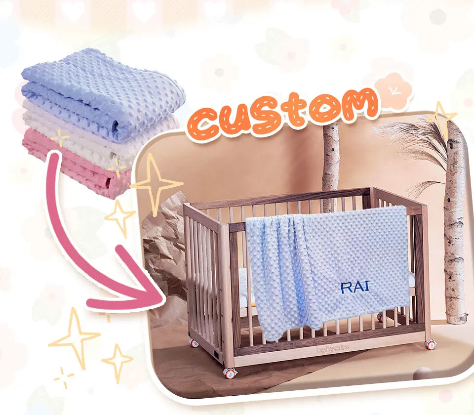 Personalized Minky Baby Blanket and Animal Lovey Options with Custom Name Embroidery, Textured Dot Keepsake for Boys and Girls and Baby Shower Gifts