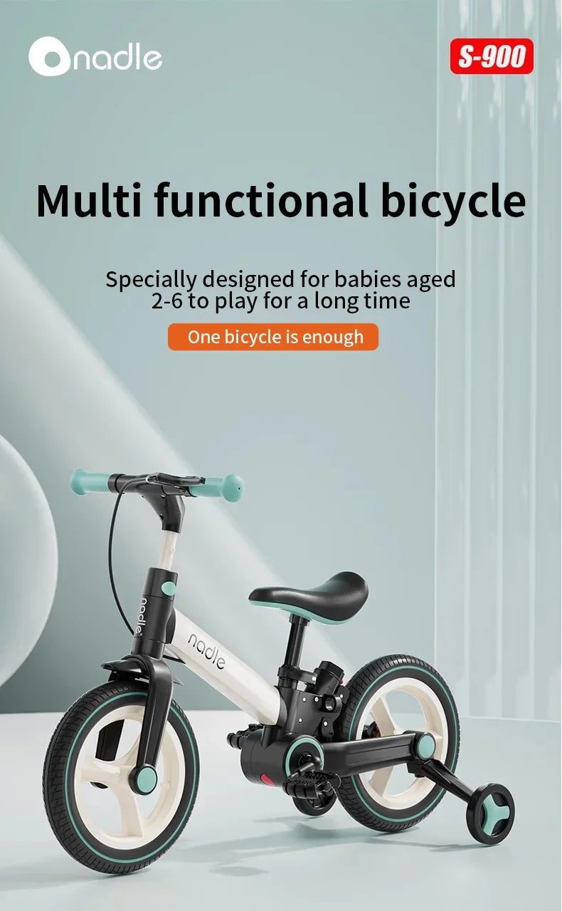 Toddler Balance Bike 4-in-1 with Training Wheels and Parent Push Handle, Lightweight Foldable Kids Bicycle for Boys and Girls Ages 2ā6