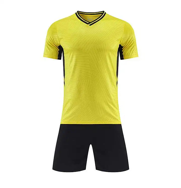 Kids Soccer Training Outfit with Short Sleeve V-Neck Jersey and Shorts, Contrast Trim Sports Clothing Set for Boys and Girls, Youth and Adult Sizes